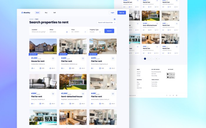 Property listing website on Behance