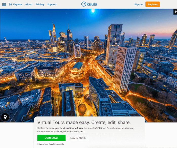 Real estate virtual tours software