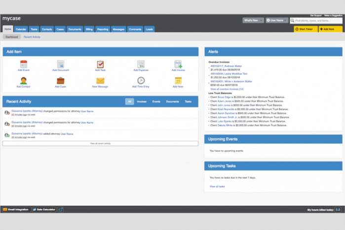 Case management legal software jcount