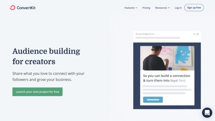 Email marketing for online services